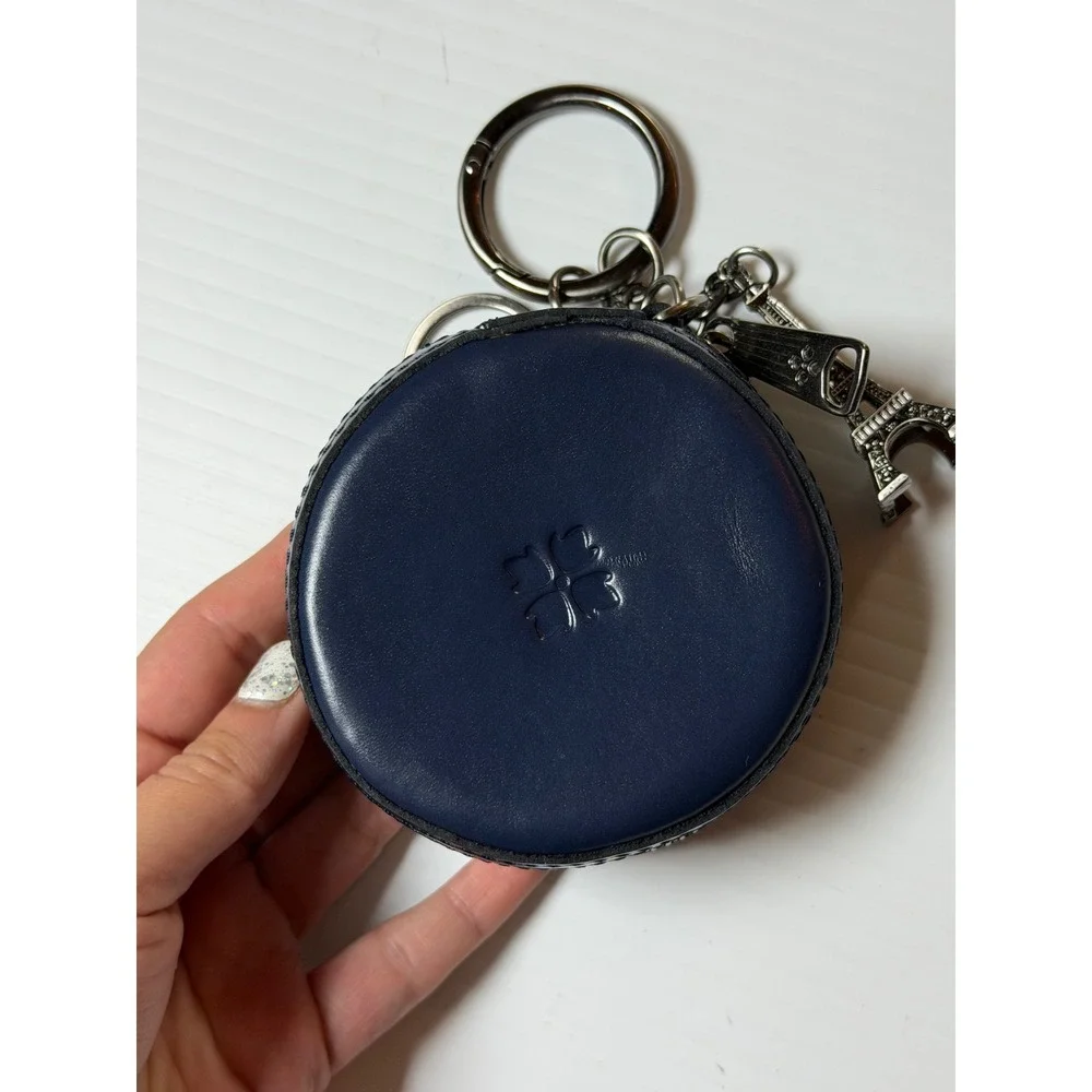 Patricia Nash Macaron Bag Charm Navy Blue Leather Paris Eiffel Tower Keychain OS